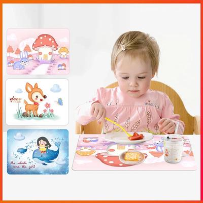40x30cm Silikon-Tischset Kinder Niedliches Teller-Matte Lebensmittelqualität Silikon Tischunterlage für Kinder Essmatte Schüssel-Untersetzer Küchenhelfer