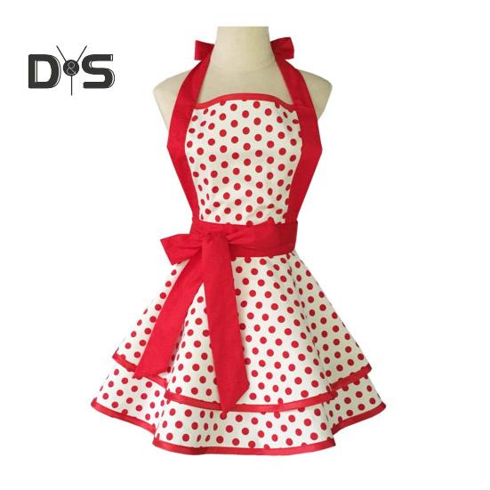 

Винтажный фартук для женщин, кухня, готовка, выпечка, барбекю, гриль, полосы, закрывающие грудь до колена, регулируемый шейный фартук в полоску в горошек, ретро-фартук ко Дню матери красный/белый