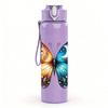 1PC Bright Color Butterfly Wing Print 750ml Color Plastic Sports Water Bottle Leakproof Flip Straw Lid Suitable for Sports Office Home Use