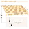 Manual Retractable Awning 295 x 245 cm Outdoor Terrace Awning with Crank, Adjustable Angle 45 degrees-85 degrees