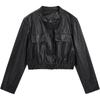 IEF 2025 Fall Shiny Faux Leather Biker Jacket