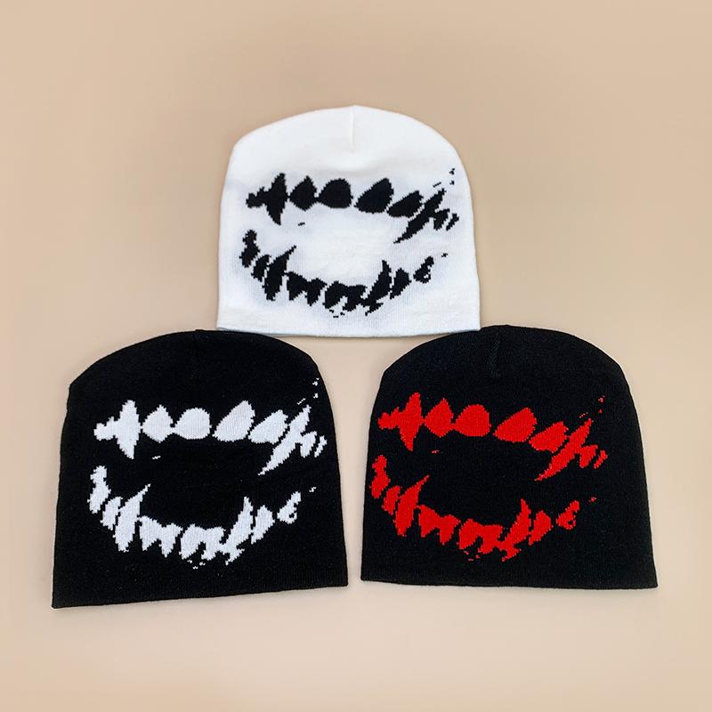 American Style Devil Hip Hop Knitted Hats Autumn And Winter New Unisex Funny Warm Personal Versatile Street Fashion Ins Beanies