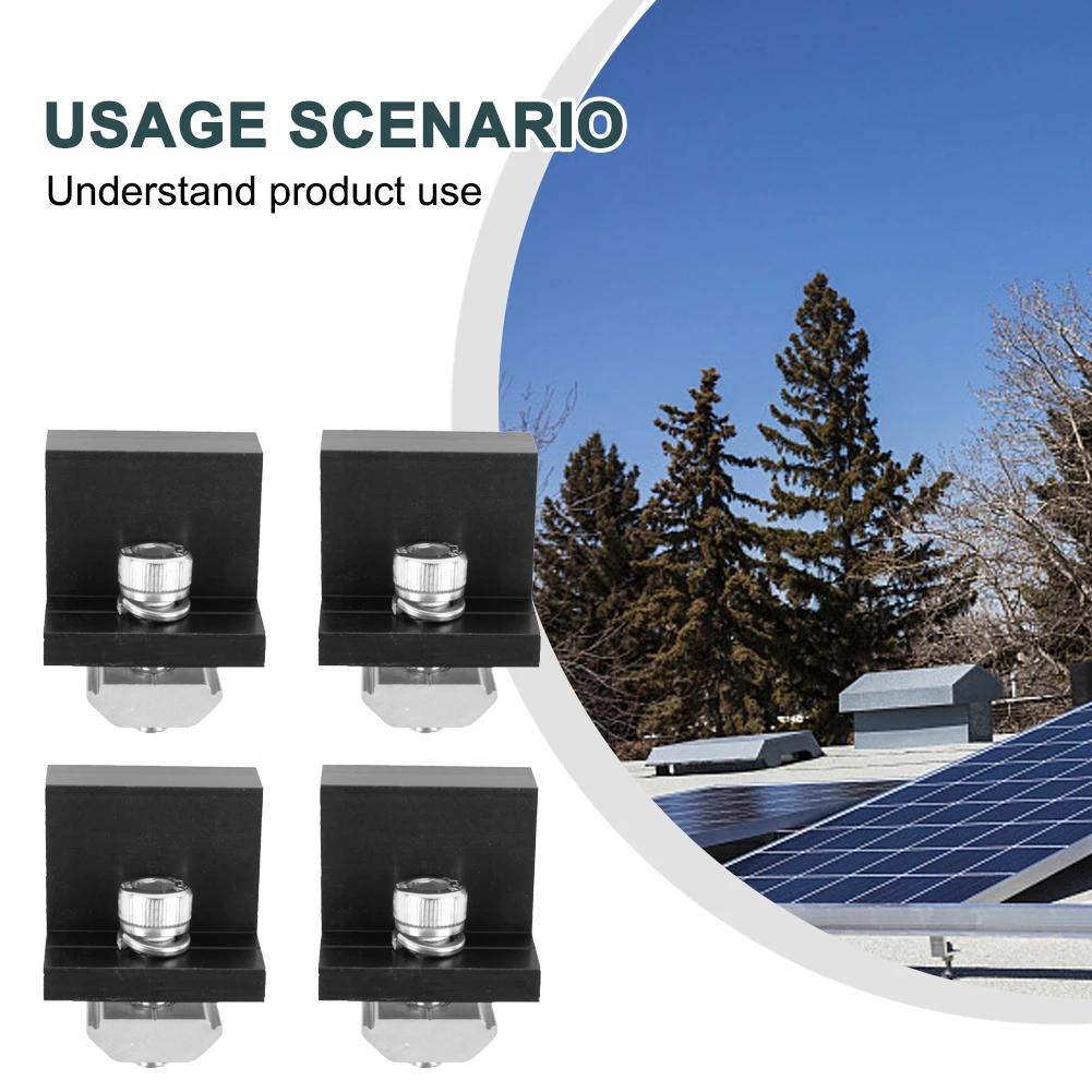 4 Pcs Aluminum Alloy Black Edge Press Edge Card Solar Panel PV Bracket Accessories Press Block Solar PV Mounting Clamp Set