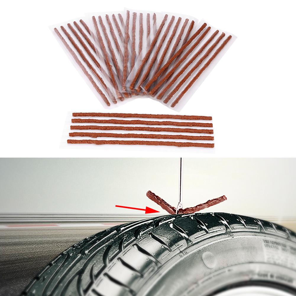30pcs Brown Tubeless Tyre Tire Puncture Repair Seal Rubber Strips for Car Motorcycle 200*6mm