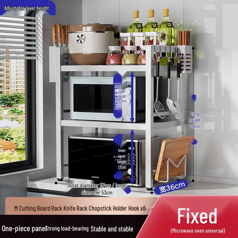 Adjustable Microwave & Kitchen Storage Rack for Countertop - Oven, Rice Cooker & Spice Organizer