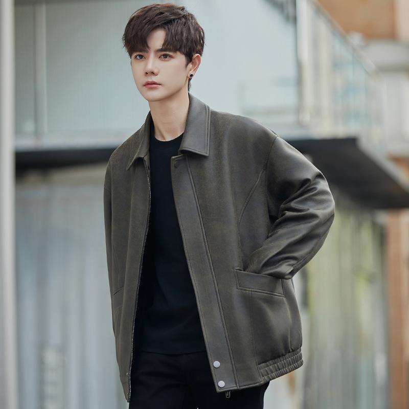 Men's Casual Jacket Spring and Autumn New Lapel Loose Ruffian Handsome Korean Version Versatile Men's Jacket
