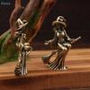 Vintage Brass Witch On Broom Figurine,Magic Moon Witch Ornament Home Decor Statue