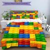 3-delige beddengoedset Bouwsteen legpuzzel Bevat 1 Dekbed + 2 Kussenslopen, Zonder Kussenvullingen, Zacht Comfortabel, Lichtgewicht Br
