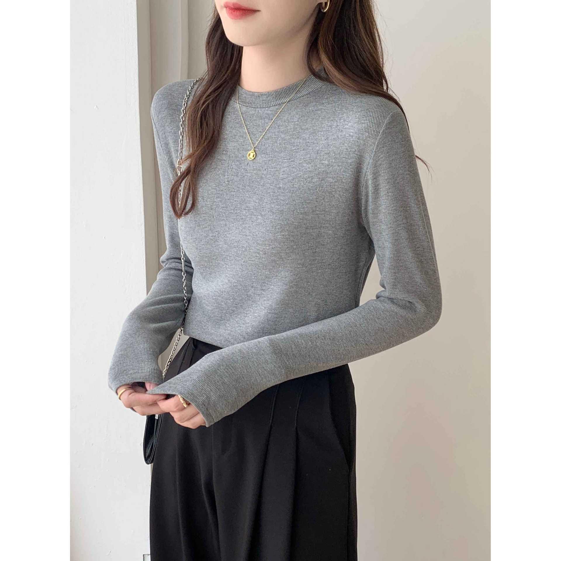 

Women s Solid Color Stand Collar Long Sleeve Base Layer for Autumn/Winter Small