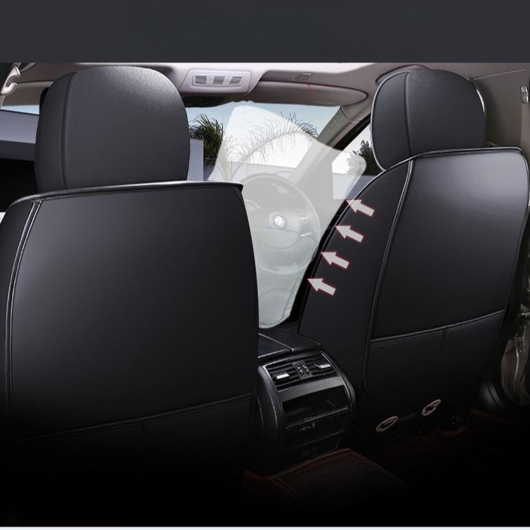 5-osobowe Pokrowce na Fotele Samochodowe ze Skóry PU z Stałym Podparciem Lędźwiowym, Wygodne, Oddychające, Stylowe, Pełne Pokrowce na Fotele Samochodowe, Pokrowce na Fotele Samochodowe na Cały Rok