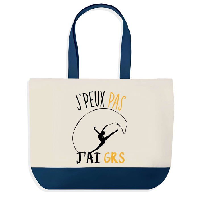 Sac shopping - PLANETEE - J'peux pas GRS - Coton 40x45 cm - Fond bleu - Fabriqué en France