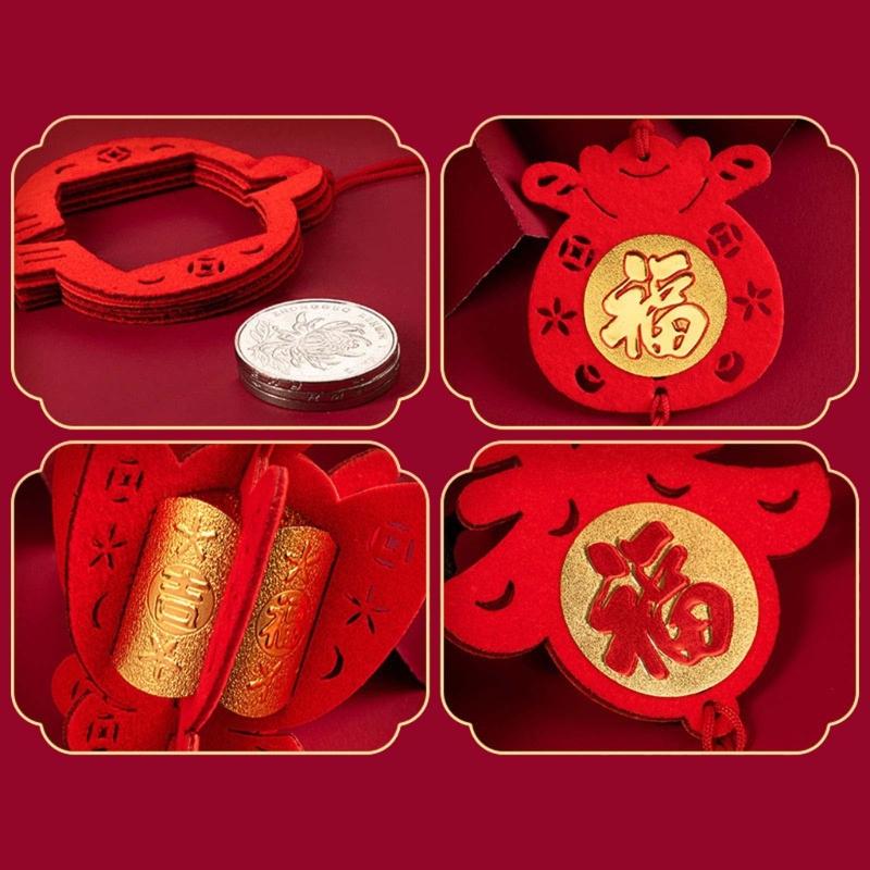 Chinese New Year Decorations Ornaments God of Wealth with Luck Fu Pendants Traditional Luck Hanging Fu Decal Six Designs