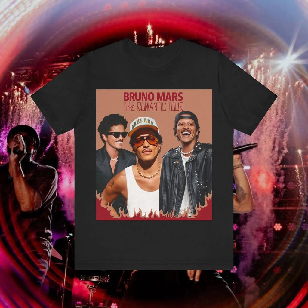 2026 Vintage Bruno Mars The Romantic Tour T-shirt Popconcert Fan T-shirt voor Mannen Vrouwen Gothic Oversized T-shirt Tops Streetwear Unisex Kleding