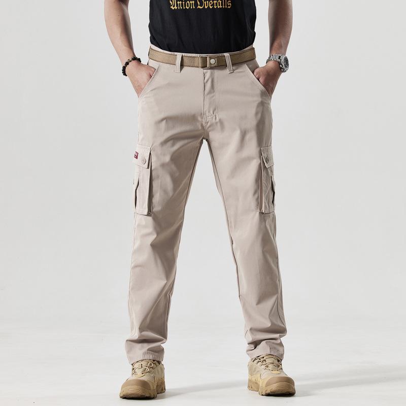 

Men s Slim Fit Straight Leg Cargo Pants - Versatile Multi-Pocket Casual Wear 36 хаки
