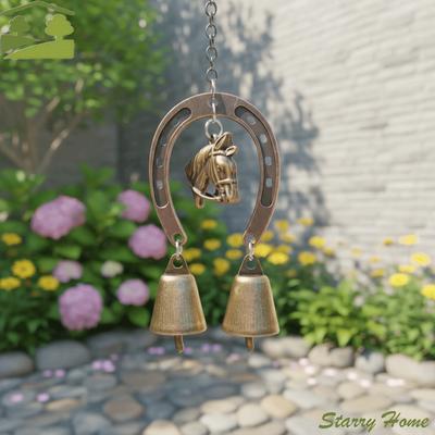Horse-Shaped Retro Wind Chimes Vintage Creative Courtyard Hanging Ornament Animals Soothing Audio Metal Pendant New Year