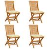 vidaXL Folding Chairs with Cream White Cushions, 4 Pieces, Solid Wood Teak Wood