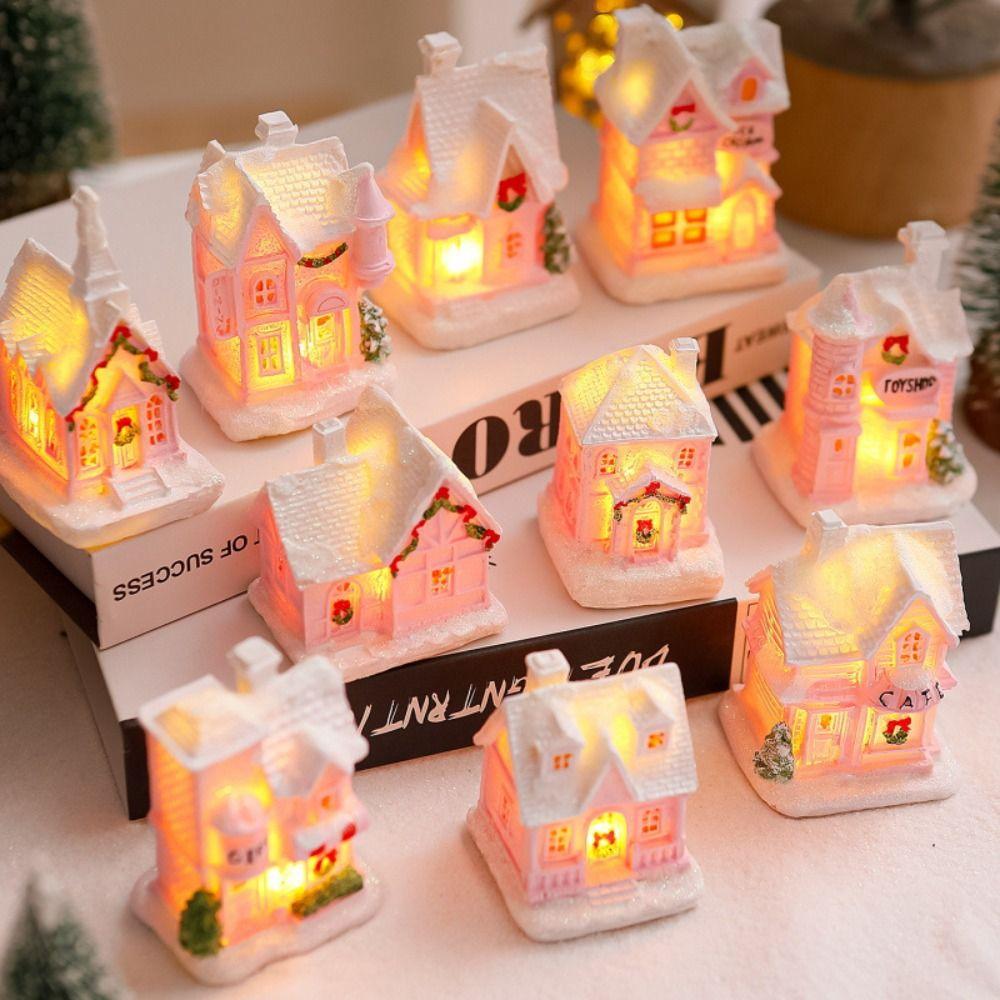 Luminous Christmas Glowing Small House Cute Christmas House Ornament  New Year Decoration