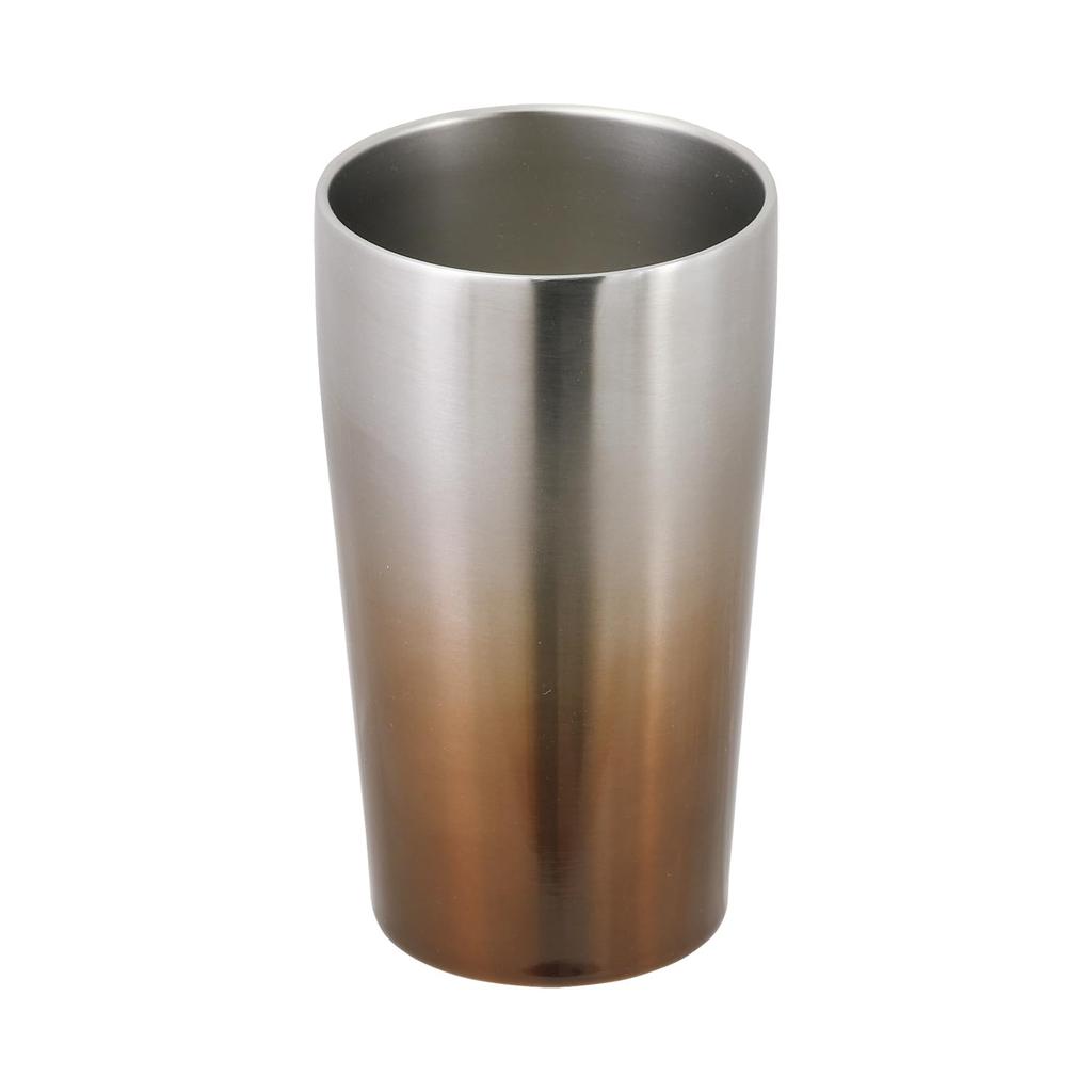 Metallo Perla Isolamento Sottovuoto Mantiene Caldo o Acciaio Inossidabile Satinato x Bicchiere da Viaggio Vintage, 420ml, Freddo, Anti-Condensa, Acciaio, Marrone, Stile, HC-319