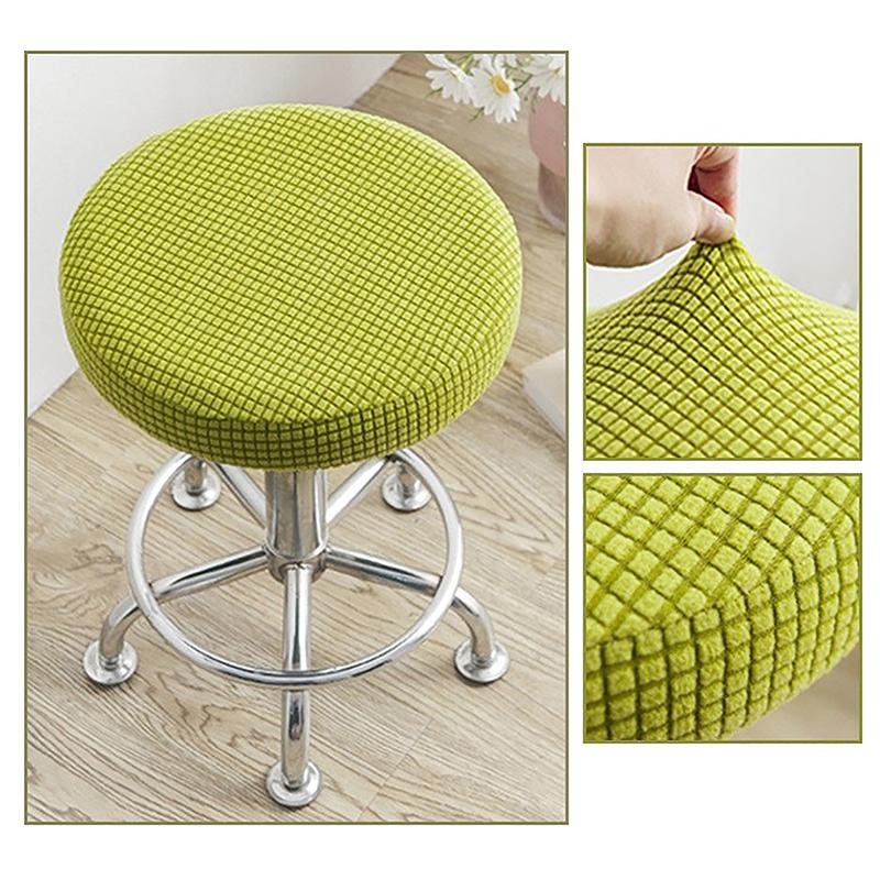 Bar Stool Cover Polar Fleece Round Chair Cover Removable Stool Slipcover Solid Seat Cushion Protector Washable Bar Stool