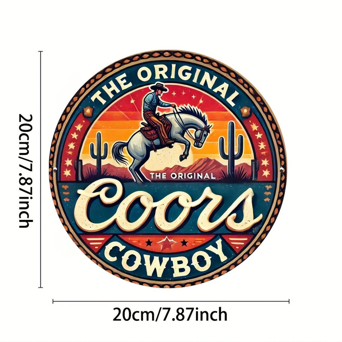 

Цельный антикварный Coors Cowboy алюминиевый металлический настенный художественный знак 8x8 дюймов винтажный американский декор для спальни, кухни, столовой чёрный