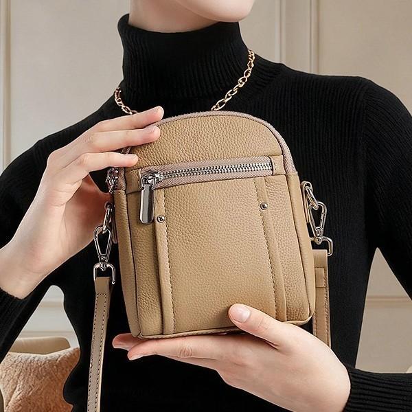 TOGO top-grain leather phone bag, mini versatile shoulder crossbody bag, new women's casual handbag, coin purse