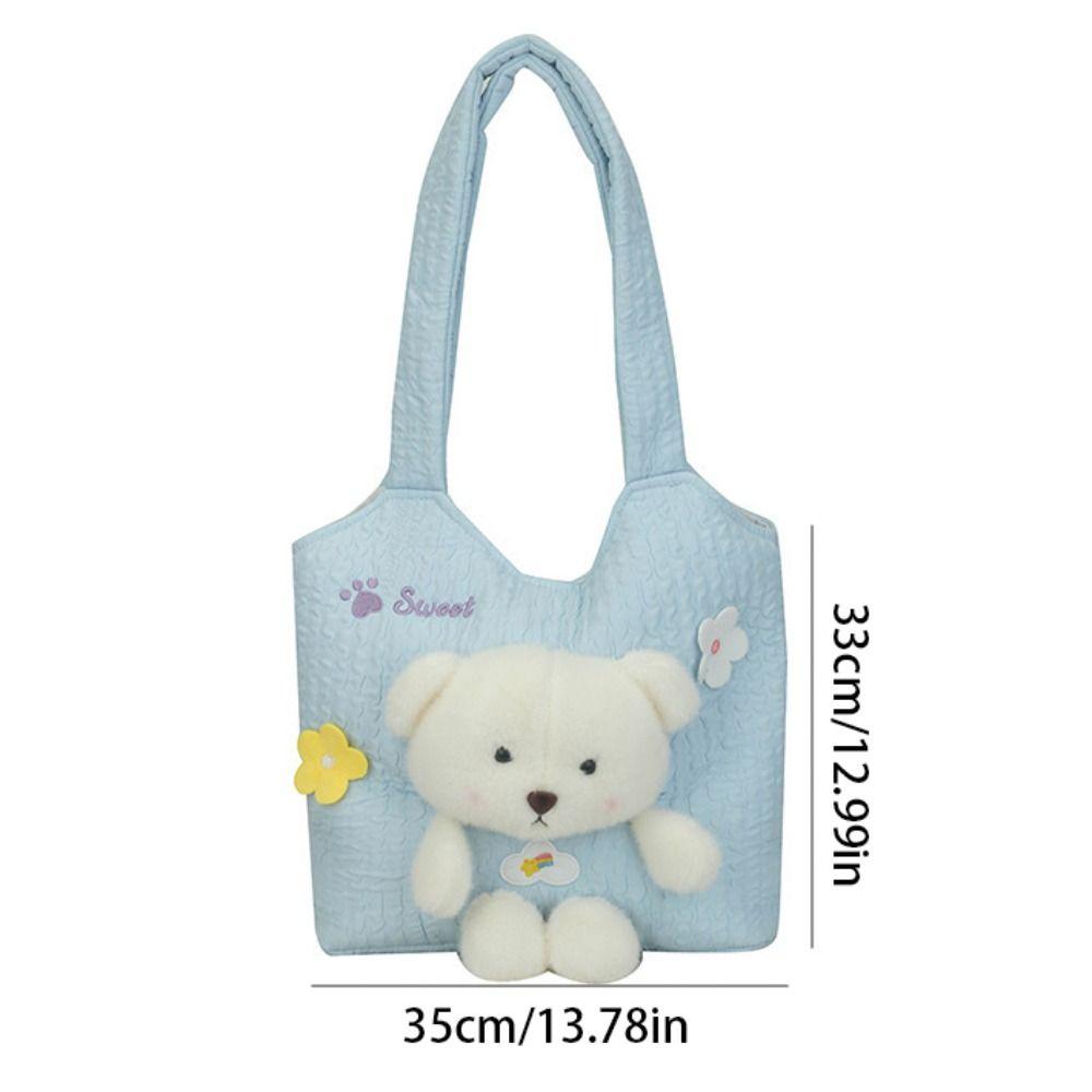 Large Capacity Shoulder Bag Kawaii Underarm Bag Fashion Plush Bear Bag  Girls