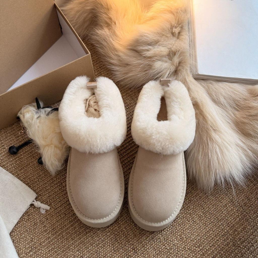 Warm snow boots thick-soled short tube plush thick inside winter plush plush cotton shoes