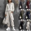 Europese en Amerikaanse herfst nieuwe losse ronde hals lange mouwen trui werk-wear leggings tweedelig pak voor dames