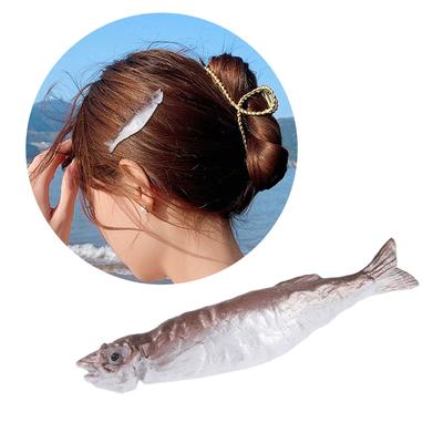 Cute Flat Clip Hairpin Barrettes Salted Fish Shape Dried Fish Headwear Bunches Clip Prank Hair Clip Photo Props
