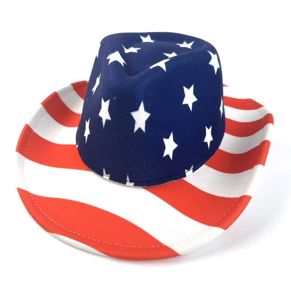 American Independence Day Flag Pattern Western Cowboy Hat Sunshade Panama Hat