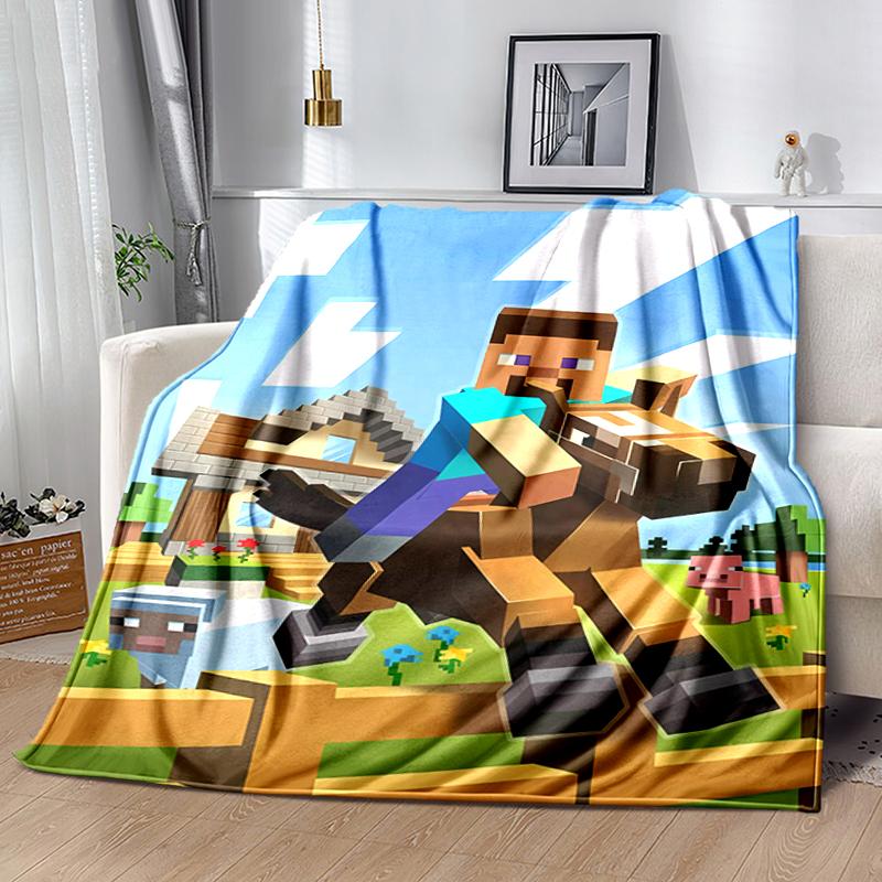 1pc Blanket Minecraft5 Print Design, Lightweight Blanket for Sofa, Bed- Soft &Warm, Gift for All Seasons like Christmas, Halloween