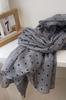 Gray Scarf with Black Polka Dots - 180X90 , Cotton and Polyester