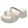 Thick-soled Sandals for Women In Summer New Style Pearl Rhinestone Clip Toe Outer Sandals Sponge Cake Sole Flip-flops for Women
