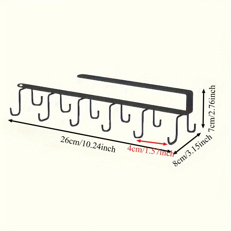 Double Row Storage Rack with 12 Stainless Steel Hooks for Hanging Cups, Designed To Save Kitchen Space.