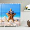 Seaside Scenery 3d Printed  Polyester Shower Curtain Wooden Bridge Nature Fabric Waterproof Bathroom Curtain for Bathtub