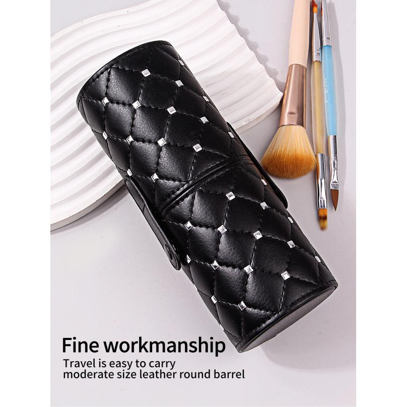 

1pcs black rivet buckle makeup brush storage cylinder dustproof makeup brush storage brush bucket portable makeup storage tool S чёрный
