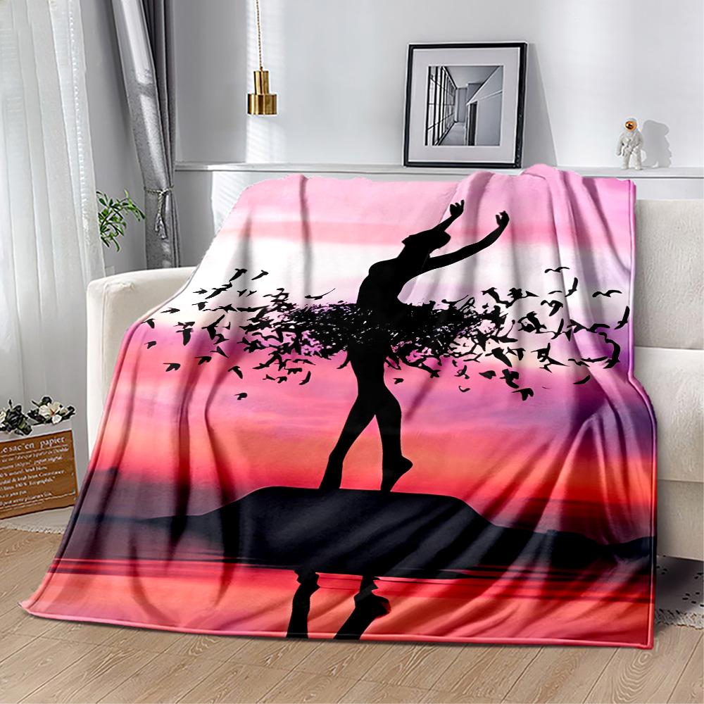 Dreamy Ballerina Flannel Blanket - Soft and Comfortable, Suitable for Sofas, Beds, Offices, Travel, and All Seasons, Making It A Perfect Holiday Gift.