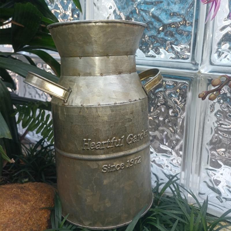 Fransk lantlig stil Antik blomvas Rural bordsdekorationer Inomhus Utomhus Bröllopsfestdekoration Järn Planteringskruka Hink