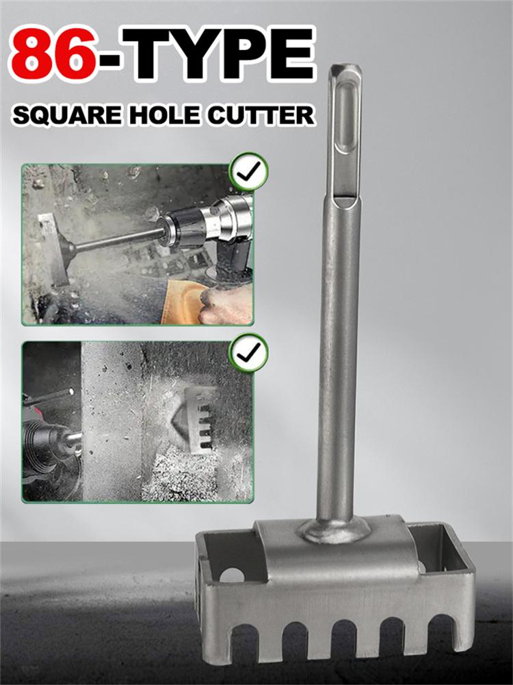 Square Hole Cutter Square Hole Cutter Slotting Square-handled 4 Pits Square Socket Puncher Punch Open Hole Hardware Tools