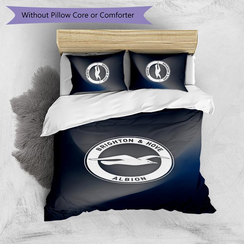 Brighton & Hove Albion Football Printed 3 Pieces Bedding Set, Comfortable Skin Friendly Bedroom Duvet Cover Set