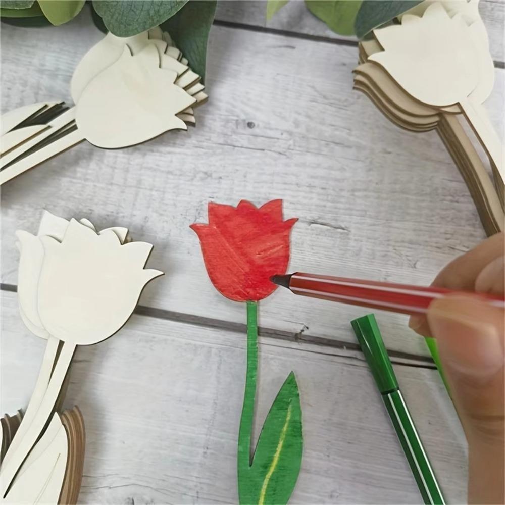 24pcs Unfinished Rose DIY Painting Crafts Funny Flower Graffiti Toys  Mother's Day