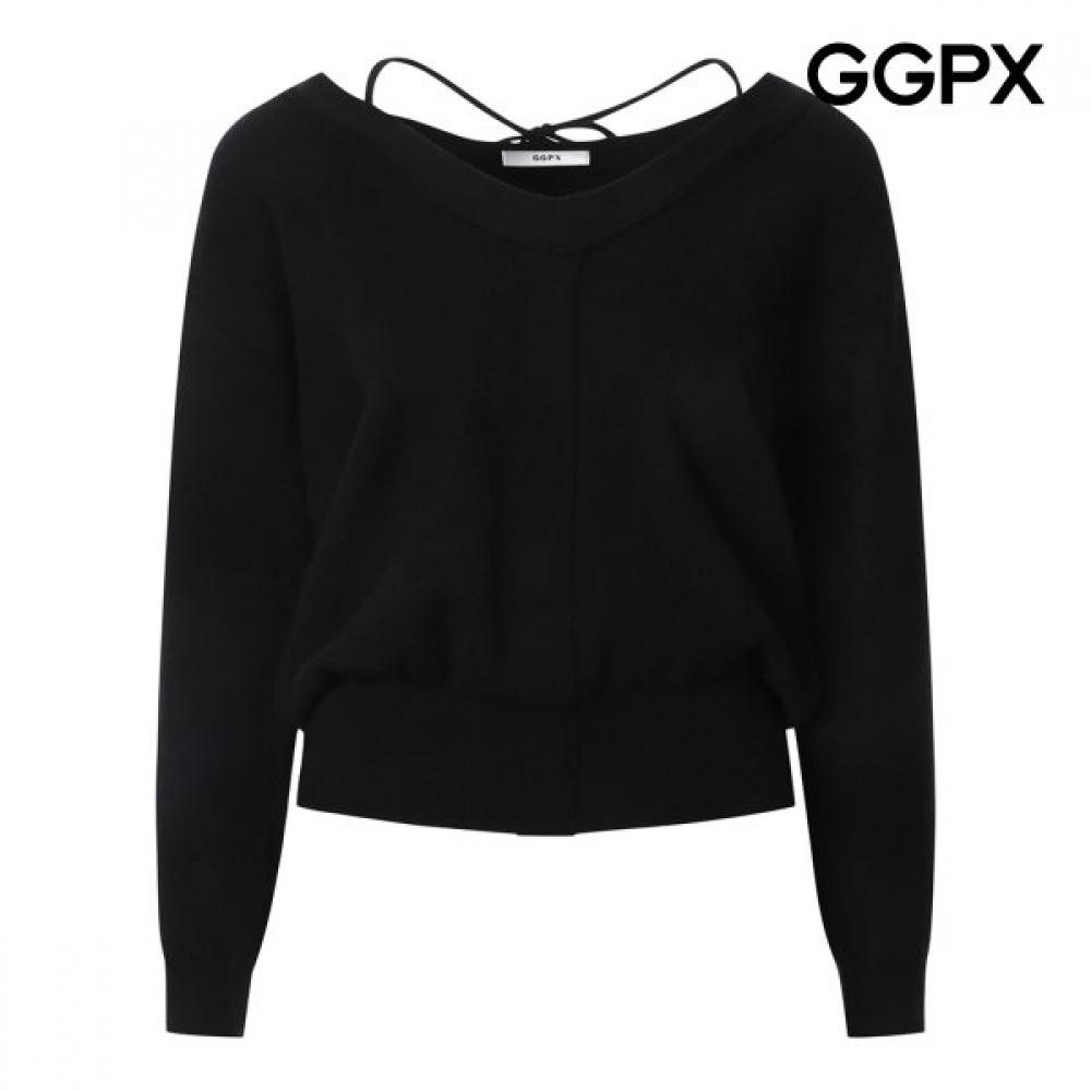 Ggpx New York Ribbon String V Neck Volume Knit  Gq3kp003b mustard/F