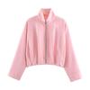 Women High Neck Long Sleeve Zip Pilot Short Jacket