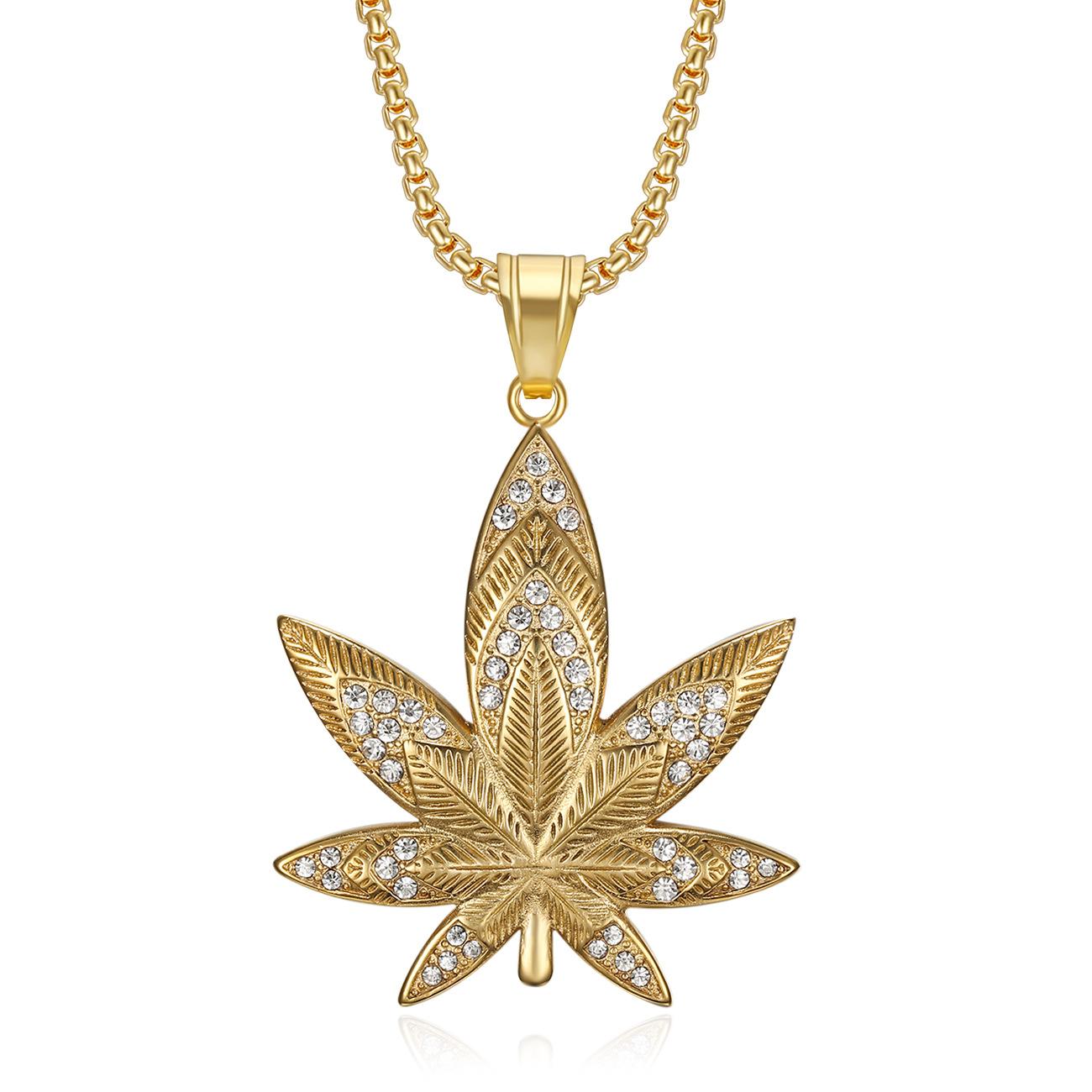 2026 Jewelry Fashion Trend Inlaid Zircon Men s Party Jewelry with Leaf Pendant Necklace 60CM