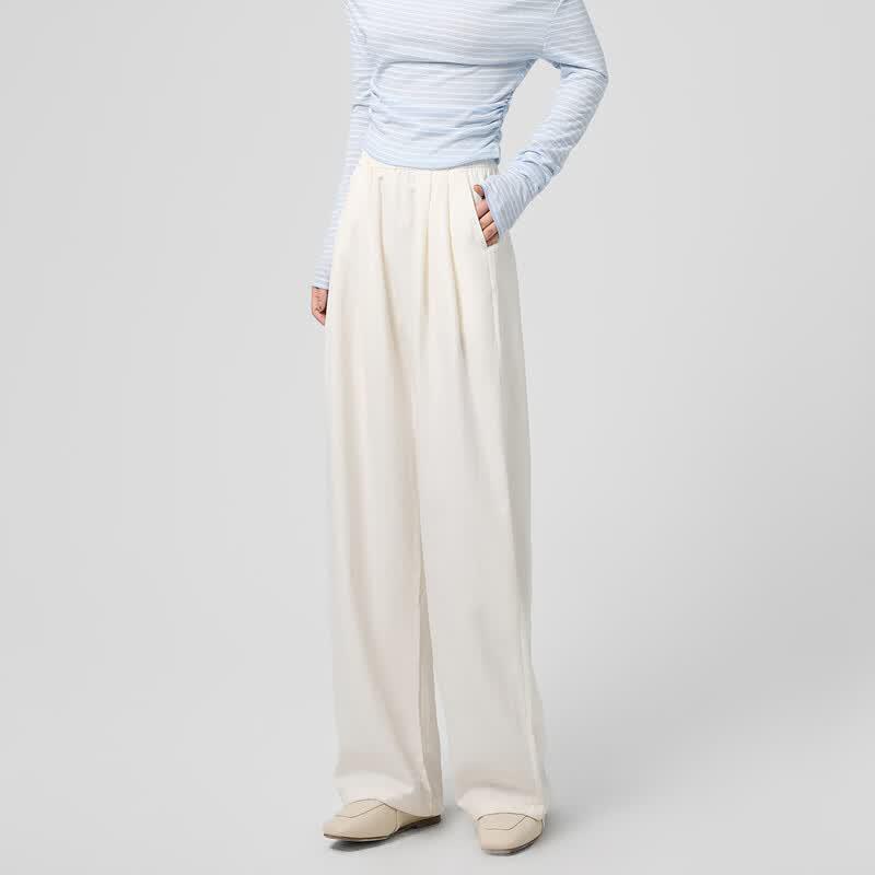 La Chapelle Women's High-Waisted Wide-Leg Versatile Suit Pants