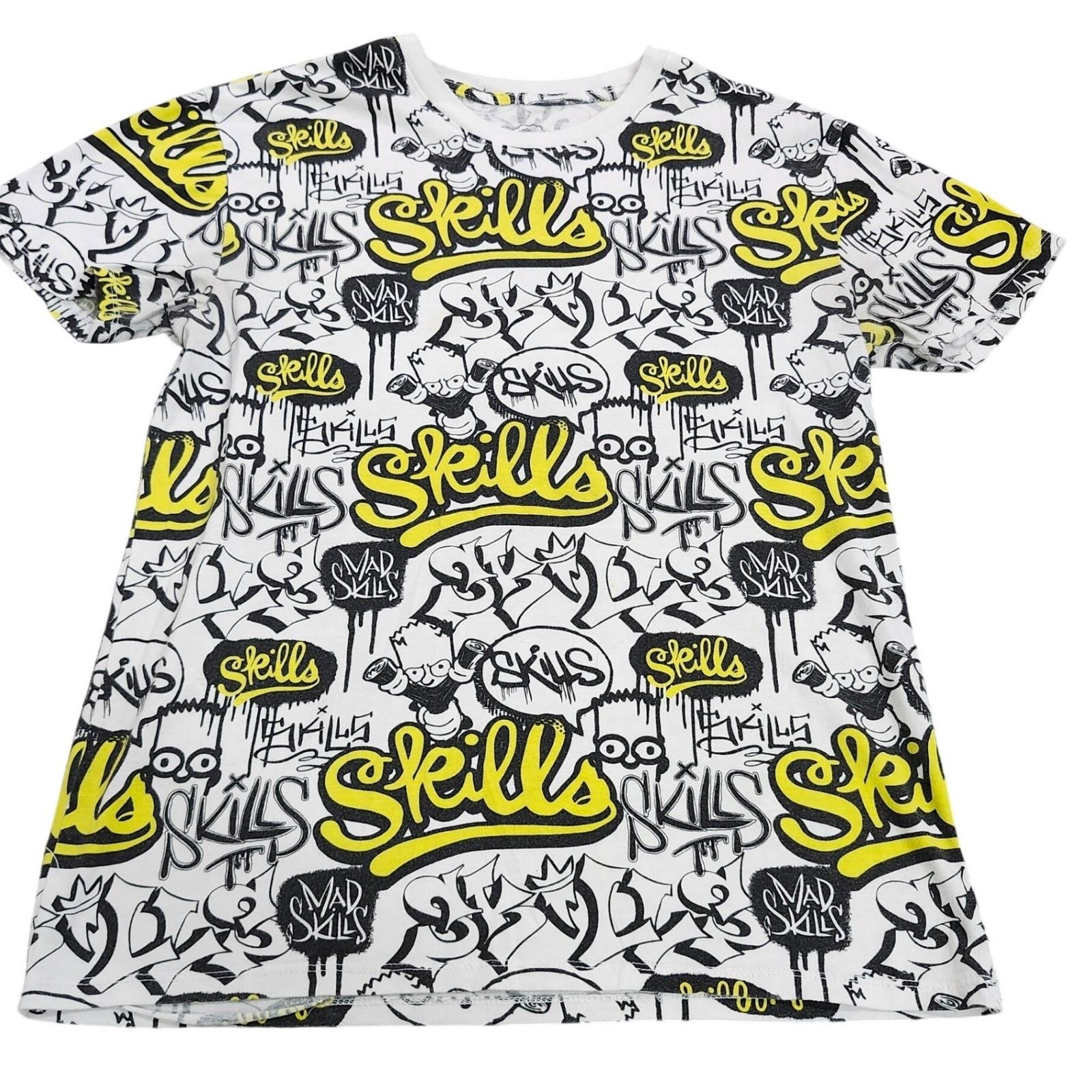 The Simpsons Bart Simpson Skills Graffiti All Over Print T Shirt Mens Medium Y2K Unisex T-Shirt XXXXL