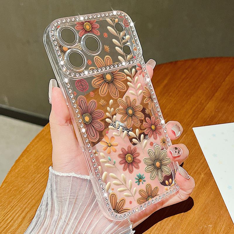 Bling Diamond Oil Painting Soft Silicone Case For iPhone 16e 16 15 14 13 17 Pro Max 13 15 Pro 17 Shockproof TPU Phone Cover