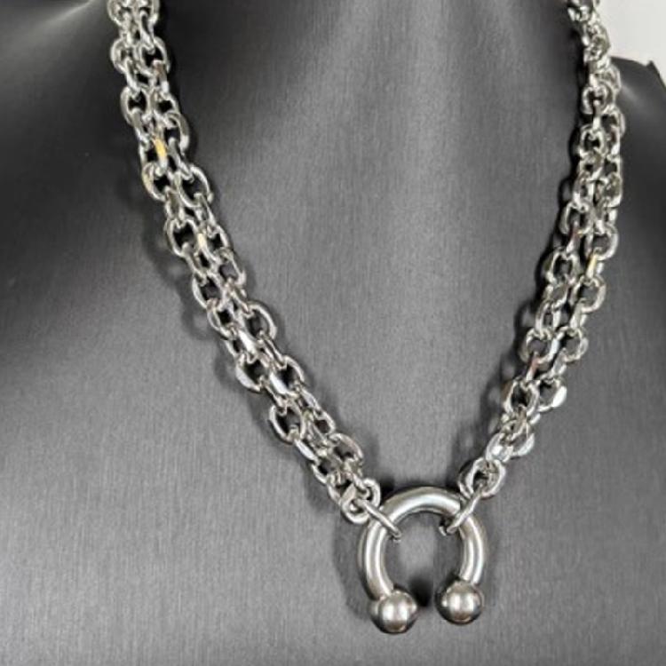 Kühler Hufbeschlag Anhänger Halskette Industriell Inspirierte Halskette für Männer und Frauen Edelstahl Geschenk Schmuck