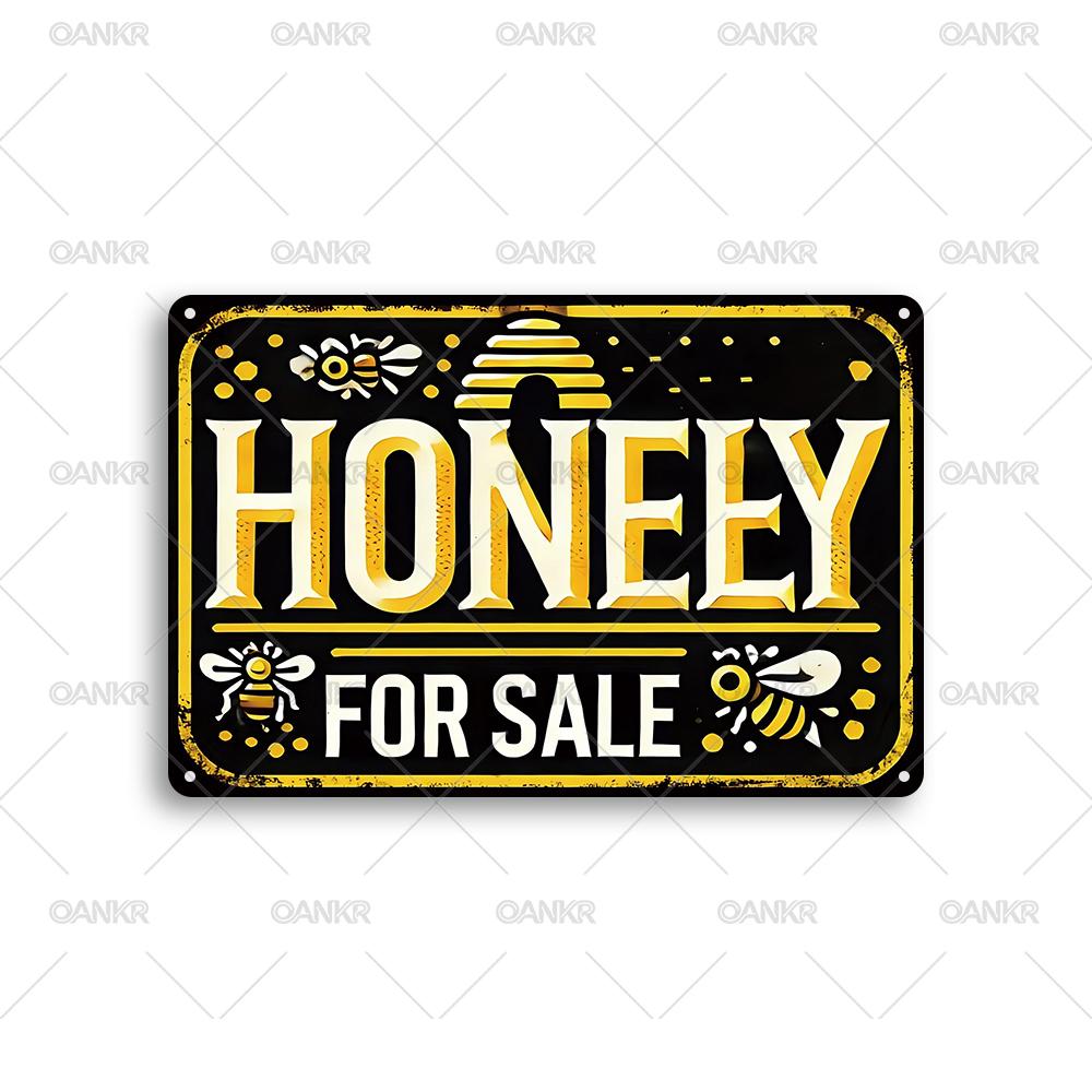 

Vintage Garden Fence Decor Poster Metal Tin Sign Honey For Sale Decoration Metal Signs for Garden Farm Wall Decor Accessories 20x30cm（7.8x11.8inch）