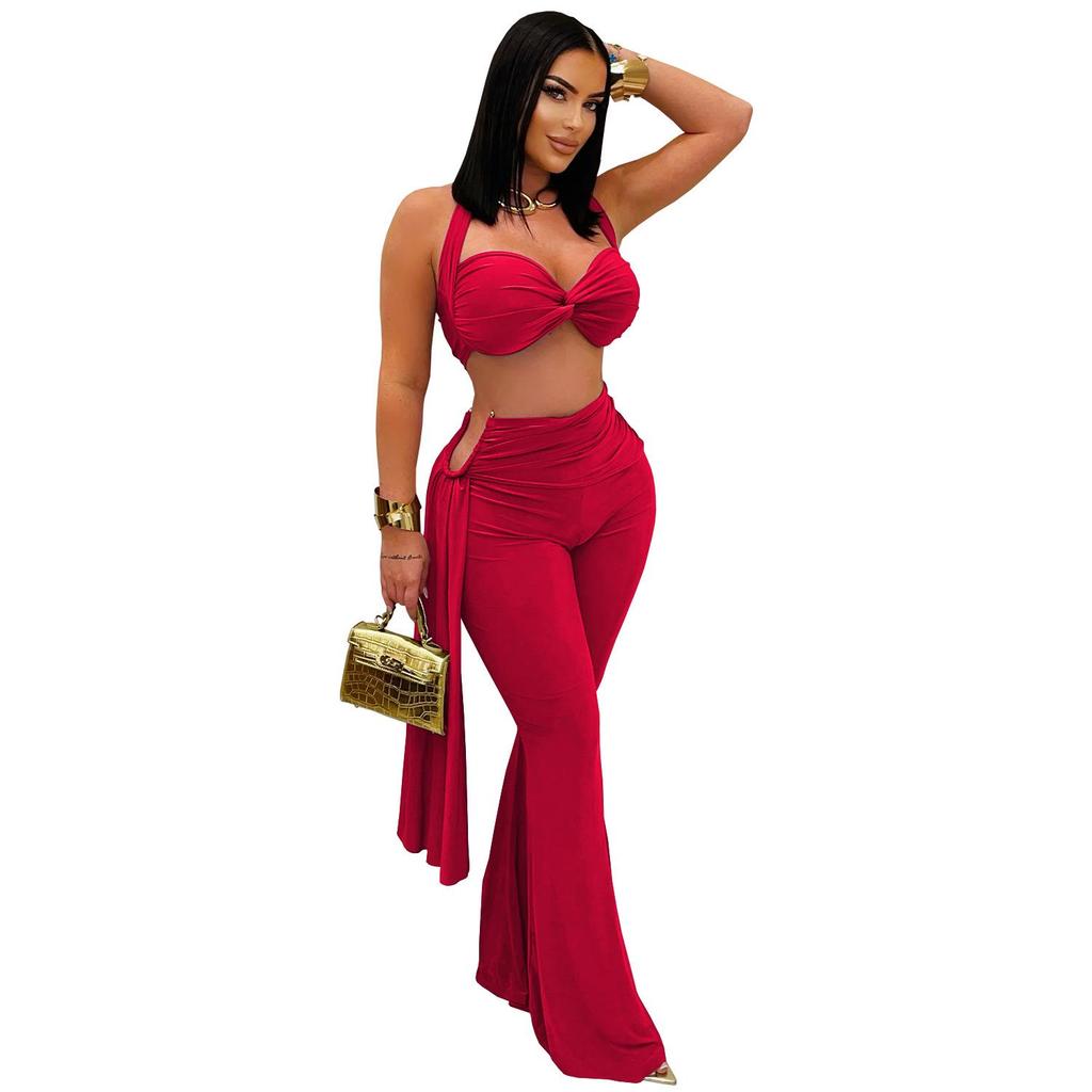 Summer Women's Sexy Strappy Bandeau Long Pants Set